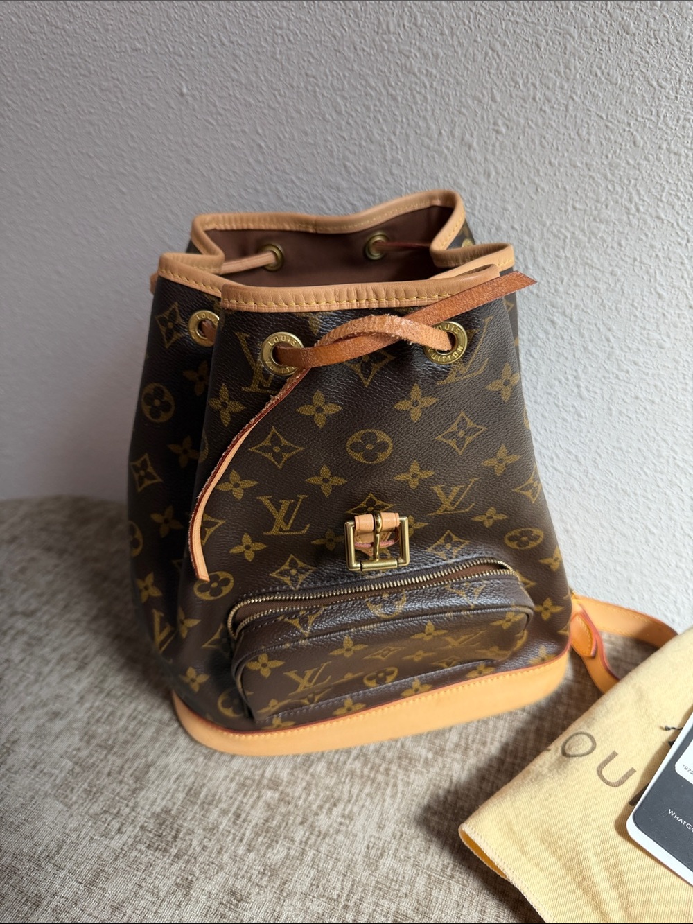 Louis Vuitton Monogram Canvas Backpack in Brown and Tan Leather Trim - Picture 10 of 10